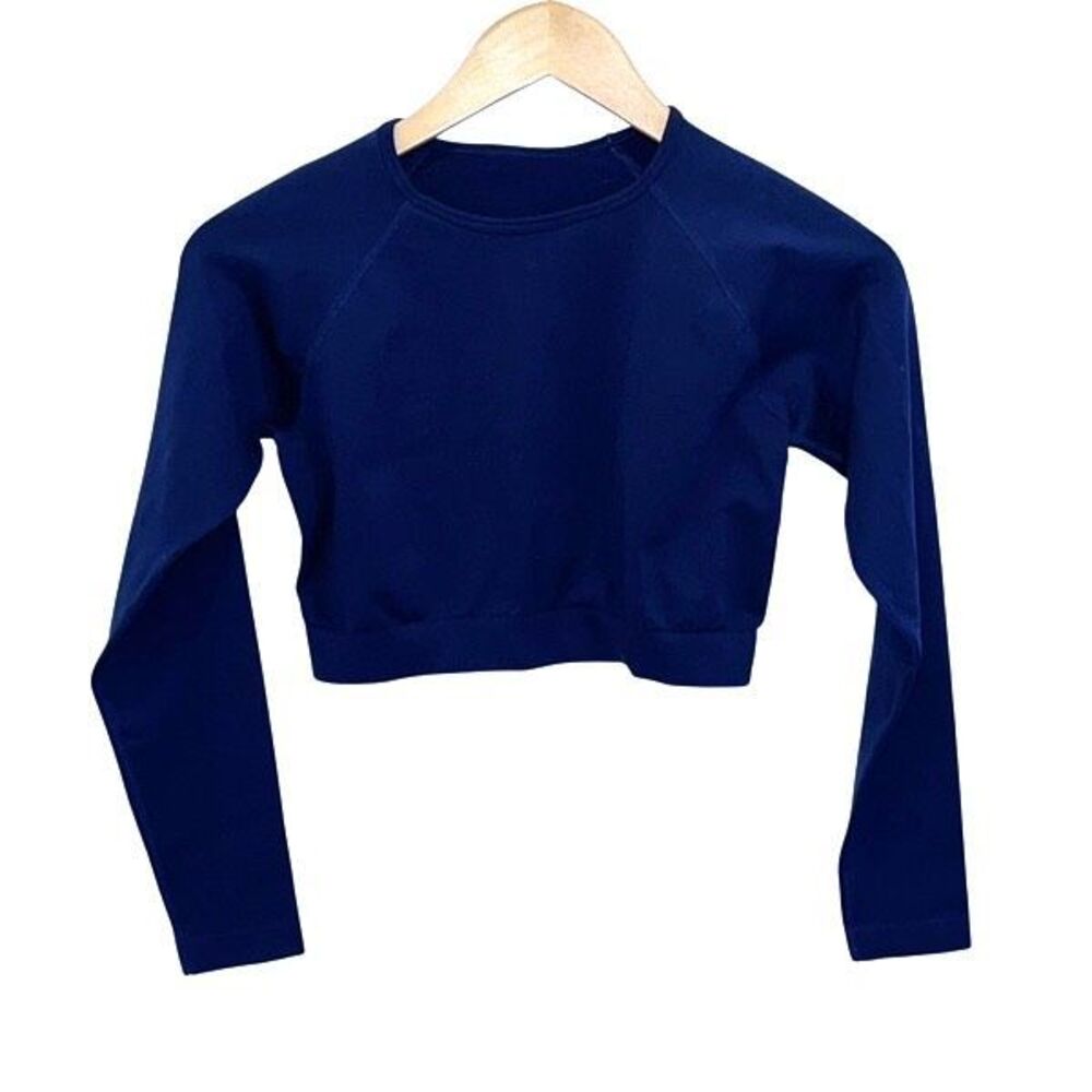 Unbranded Crop Stretch Athletic Top Navy Size Medium